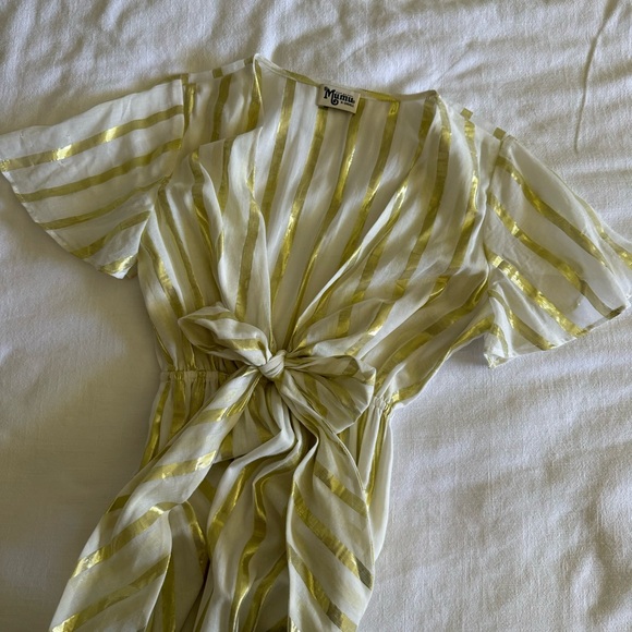 Show me your Mumu Fiona Maxi Dress ~ South Beach Stripe Gold - Picture 3 of 7